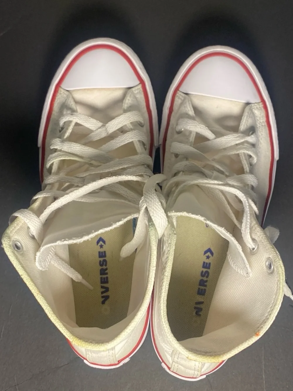 Y2K Converse Chuck Taylor All Star Hi Top White Canvas Shoes Youth Kids Size 3